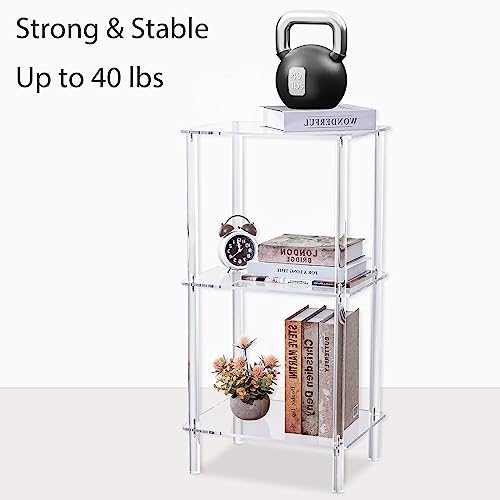 Acrylic Bookcase For Small Spaces, 3 Tier Clear Bookshelf For Bedroom, Bathroom, Living Room, Multipurpose Shelving Unit For Collectibles, Plants, Display, 15.7'' L X 11.8'' W X 30.7'' H #TOP5