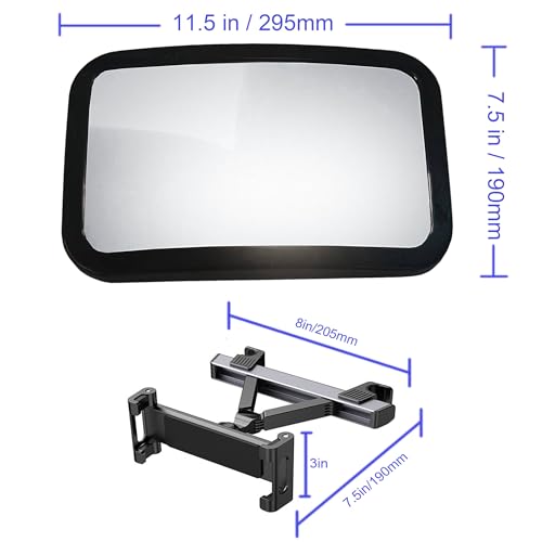 Image of Baby car mirror,2 in 1 Multifunctional design,Safety infant Car Seat Mirror,Wide view shatterproof mirror,Angle-adjustable tablet holder fits 5.9-10.5 inch Devices