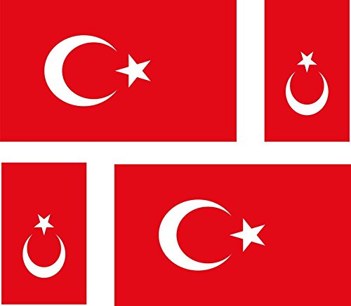 Akachafactory 4 x Autocollant Sticker Voiture Moto Valise pc Portable Drapeau Turquie Turc