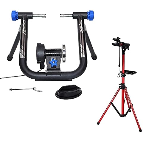 Unisky Bike Trainer Stand Indoor Riding with 6 Level Resistance Magnetic Cycling Stand and Home Shop Bicycle Repair Stand Height Degree Adjustable Cycle Maintenance Rack for Mountain and Road Bikes Cover