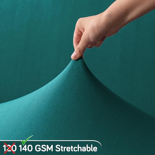 Image of HOKIPO 'SereneSolids' 140 GSM Dining Chair Cover Set of 4 with 1 Bench Cover, Teal (AR-6282-TL)