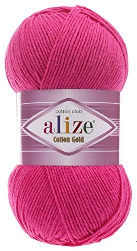 55% Cotton 45% Acrylic Aliz Cotton Gold Yarn 1 Skein/Ball 100g 360yds (149-fuchsia)