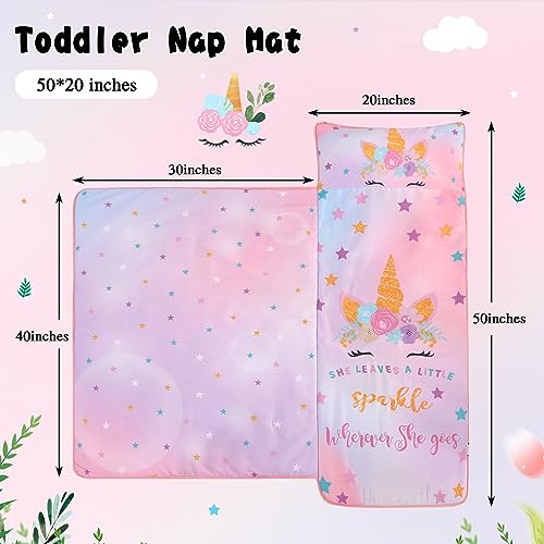 Image of Toddler Nap Mat with Pillow, Large Rolled Unicorn Nap Mat Daycare | Toddler Sleeping Bag, Nap Mats for Daycare, Preschool, Travel Sleeping Bag for Girls, Toddler Nap Mat Sleep Mat for Daycare