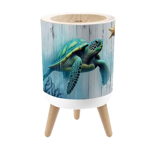 Caneca de basura pequeña con tapa azul y verde 1.8 gal