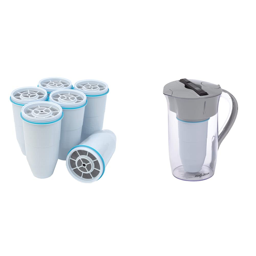 ZeroWater 8-Cup Round Water Filter Pitcher - NSF Certified 0 TDS Water Filter to Remove Lead, Heavy Metals, PFOA/PFOS, Improve Tap Water Taste