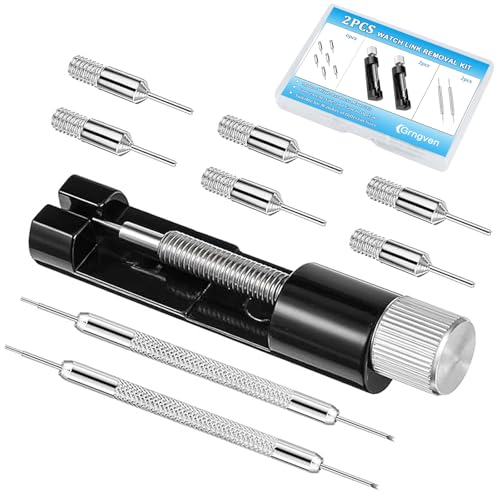 Grngven 2 Pack Watch Link Removal Kit, Watch Repair Tool for Bracelet Adjustment and Replacement, Pin Remover for Sizing Strap, Watch Band Adjustment Tool Kit with Extra Replacement Pins - Thumbnail 7