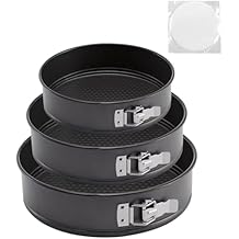 Springform Cake Pan, Cake Pan with 3 Different Size 9.5,10.2,11inch, Cake Molds for Baking with Removable Bottom, Non-Stick Bakeware for Effortless Bakingwith 50 Pcs Parchment Paper Liners