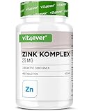 vit4ever Zink Komplex 25mg - 400 Tabletten - Mit 3 bioaktiven Zink-Formen (Zinkbisglycinat, Zinkgluconat, Zinkcitrat) - vegan, hochdosiert, ohne unnötige Zusätze