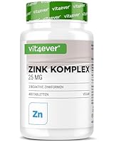 vit4ever Zink Komplex 25mg - 400 Tabletten - Mit 3 bioaktiven Zink-Formen (Zinkbisglycinat, Zinkgluconat, Zinkcitrat) - vegan, hochdosiert, ohne unnötige Zusätze