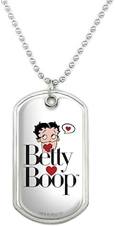 GRAPHICS & MORE Betty Boop Heart Logo Military Dog Tag Pendant Necklace with Chain