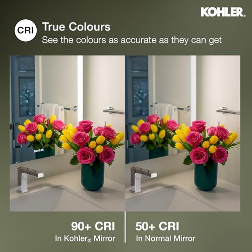 Image of Kohler ModernLife Capsule Lighted Mirror for Bathroom | Wall-Mounted HD Mirror | 100% Silver Coating, Defogger | 3 Color Temperatures & 3 Brightness Levels | 3 Yrs Warranty, 510 x 1018 mm
