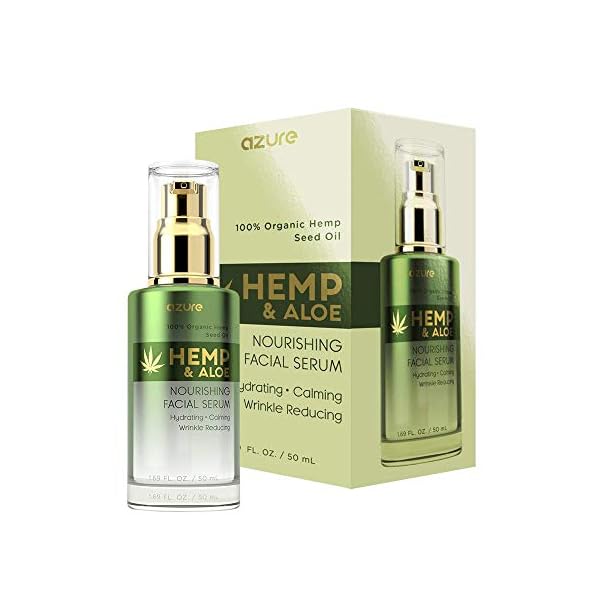 AZURE Hemp & Aloe Nourishing Facial Serum - Moisturizing, Calming & Revitalizing | Reduces Wrinkles, Fine Lines & Creases | Restores Dehydrated Skin | Made in Korea - 50mL / 1.69 fl.oz.