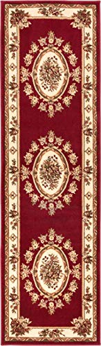 Pastoral Medallion Red French European Formal Traditional (2'7" X 12' Runner) Runner Rug Stain/Fade Resistant Contemporary Floral Thick Soft Plush Hallway Entryway Living Dining Room Area Rug #TOP1