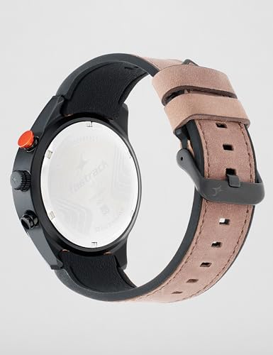 Image of Fastrack All Nighters Quartz Multifunction Black Dial Leather Strap Watch for Guys-NR3195AP01