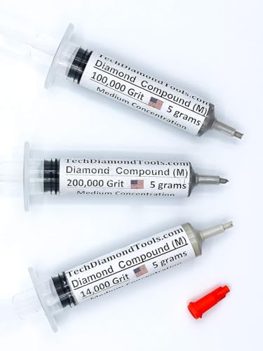 TechDiamondTools Lot de 3 pâtes de polissage diamant 14 000 100000 200000 Grain pour marbre, verre, métal, pierre, résine, argent, pierre précieuse, concentration...