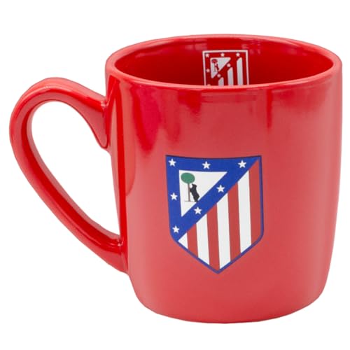 ms móvil shop Taza Atlético de Madrid Ovalada Roja en Caja Regalo | 380 ml | Taza de Cerámica con Escudo del Atlético | Apta para Microondas y Lavavajillas | Producto Oficial | Aficionados al Fútbol