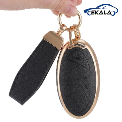 for Hyundai 7 Buttons Key Fob Cover with Leather Keychain Soft TPU Key Case — view 4