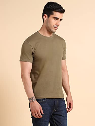 Image of Dennis Lingo Men's Cotton Slim Fit Solid Round Neck T-Shirt