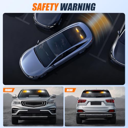 Image of Nilight 16LED Amber White Dash Strobe Light Cigarette Lighter Plug | Dual-Switch 2-in-1 Deck Split Flashing Lights for Truck Construction Pickup Interior Front /Rear Windshield Mount 30 Modes