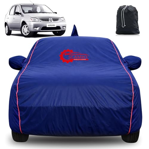 Image of 100% Waterproof Car Cover for Mahindra Logan | All-Weather, Dustproof & UV Protection | Heavy-Duty 3-Layer Fabric | Custom Fit with Mirror & Antenna Pocket | Navy Blue