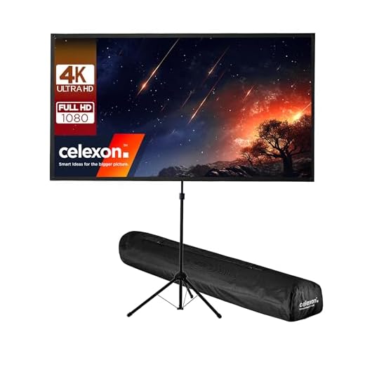 celexon Ultralightweight Tripod screen 90" | 199x112 cm 16:9 | Lightweight & small, portable 4K, Full HD projection solution for mobile home cinema & outdoor projectors | stand + transport bag