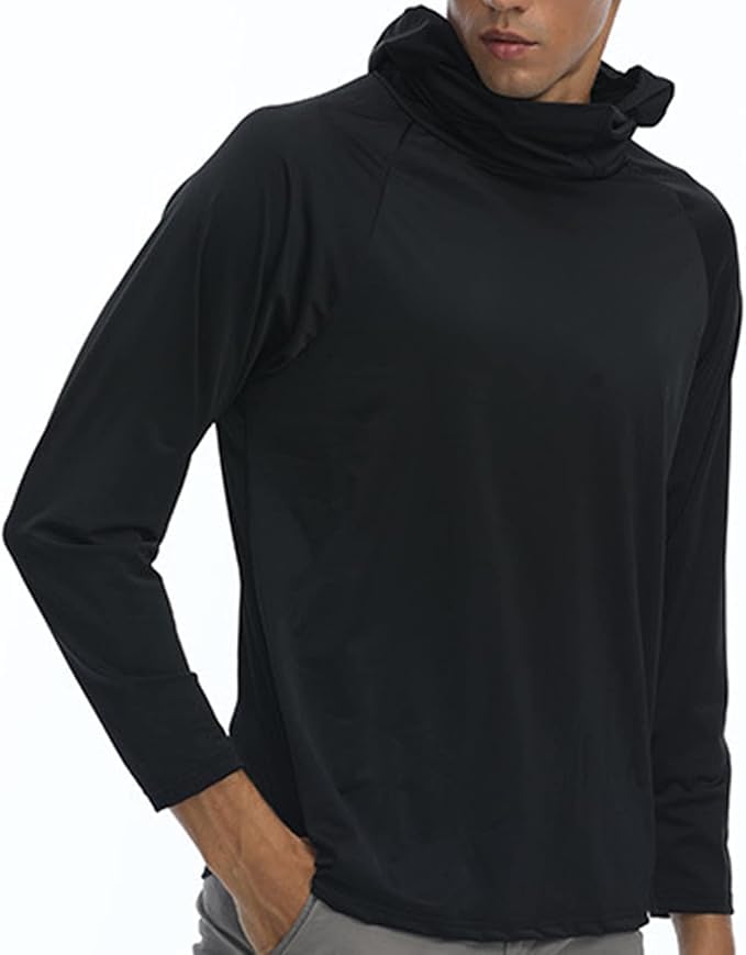 Men's UPF 50+ Sun Protection Hoodie Lightweight Long Sleeve Thumbholes SPF/UV Shirt Mask Workout Running Shirts4