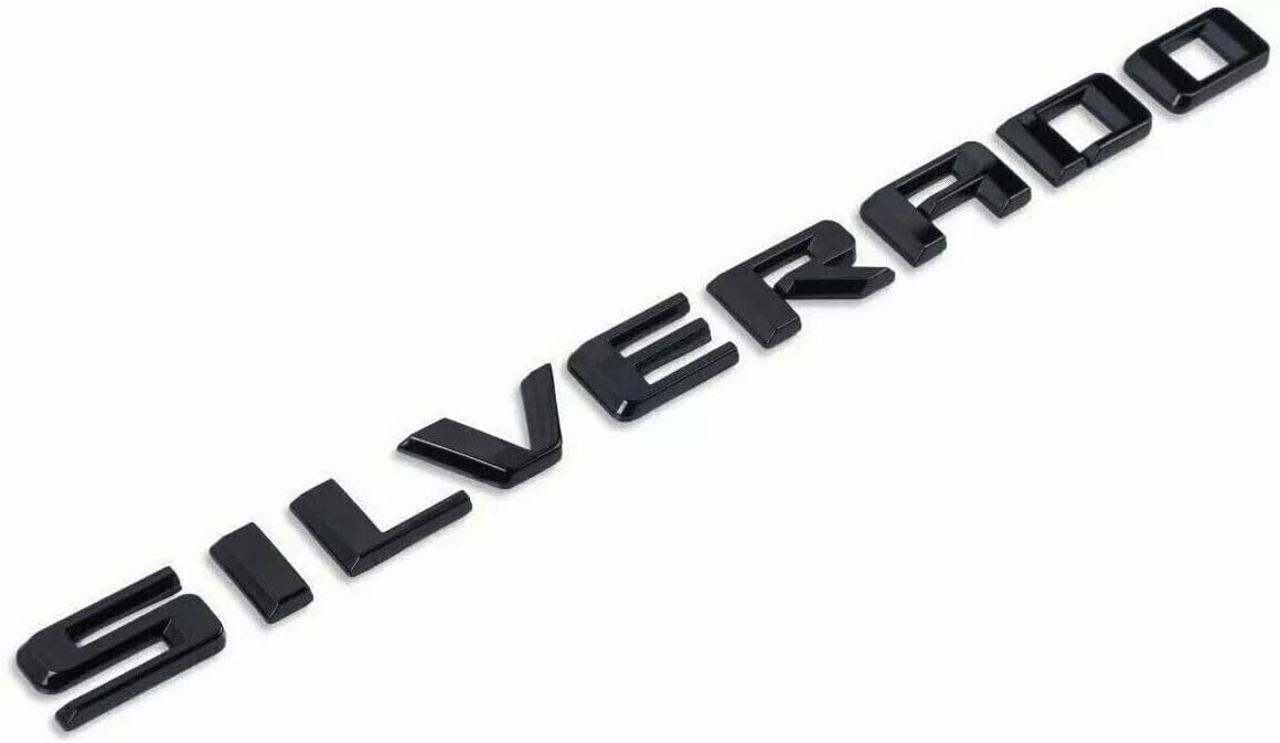 2019-2025 4pack OEM Nameplate with LT Emblem 3D Letters Badge Replacement for Silverado 1500 2500HD 3500HD 86539786 (Glossy Black)