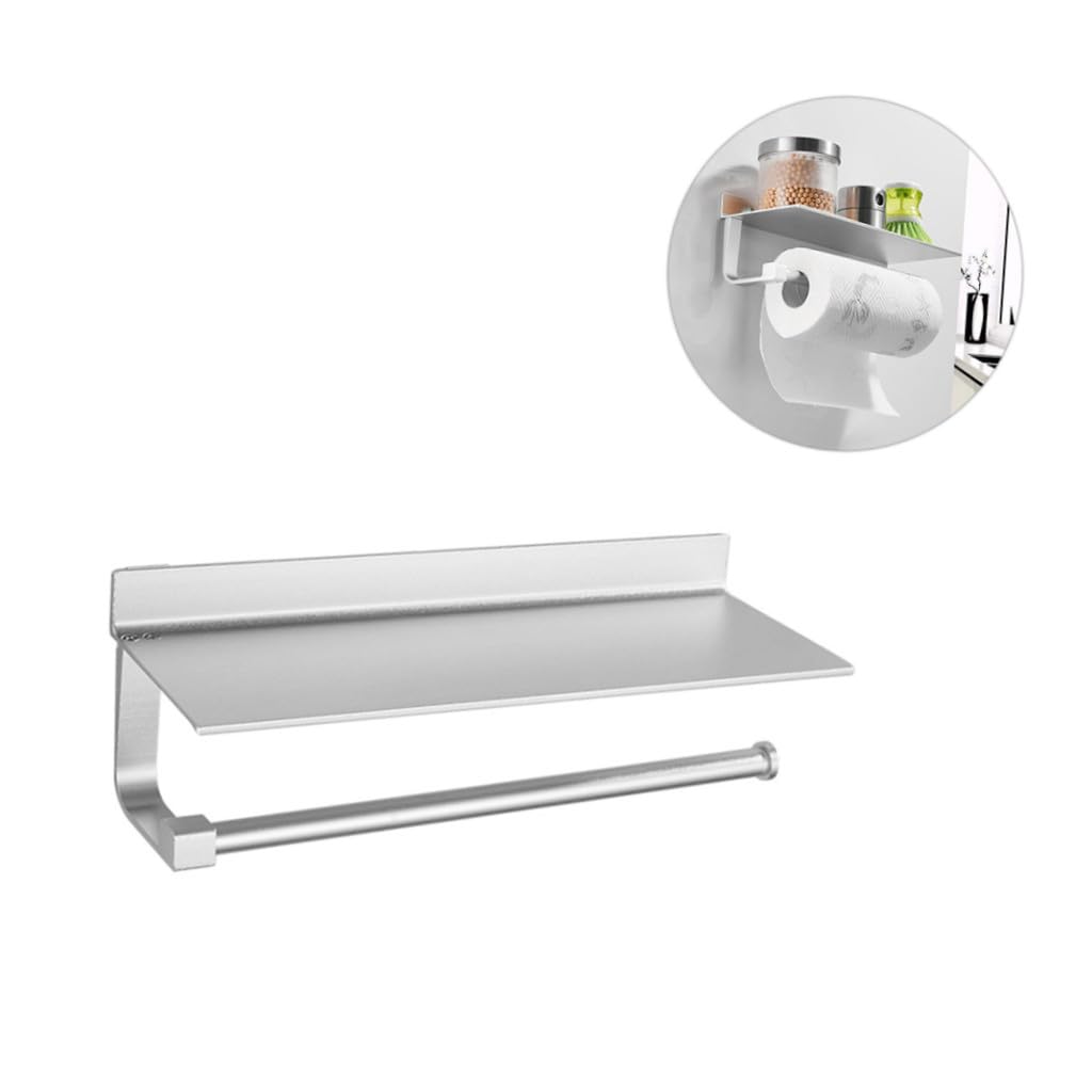 Portarrollos sin Perforar de Papel Higiénico de Acero Inoxidable | Plata, Montaje Mural Multifunción, Estante para Móvil, para Apartamentos y Hogares