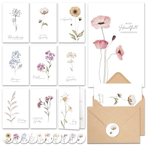 AUDREE 20 Pcs Sympathy Cards with Envelopes (4"x6") - Bulk