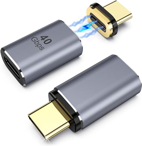 Image of Tobo Magnetic USB C Adapter 24 Pins with PD 100W Fast Charge USB 4 40Gbps 8K 60Hz for Thunderbolt 3 /4, MacBook Pro /Air /ROG Ally /Steam Deck /PS5 PSVR 2, Straight (TD-1105TC, Pack-of-2)