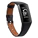 Mtozon Leather Bands Compatible Fitbit Charge 3, Replacement Accessories Wristband Straps for Women Men, Black Small