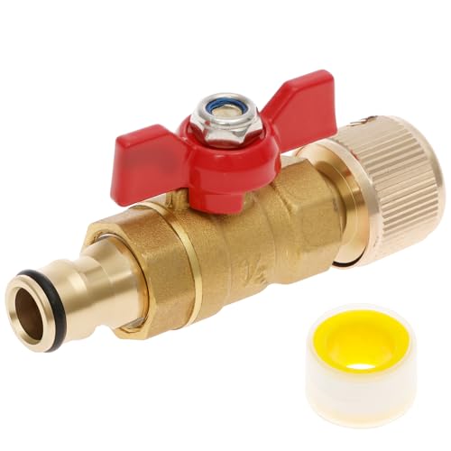 Brass Connector with Control Valve, Quick Release in Line Water Shut Off Valve for Join Garden Hose Pipe Tube Hose Reels and Tanks (Brass One Male and One Female)