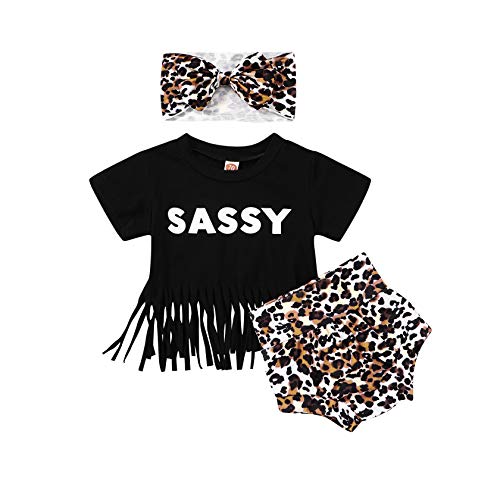 Image of Tiny Cutey Newborn Baby Girl Clothes Tassels T-shirt Top and Shorts with Headband Baby Girl Summer Outfit