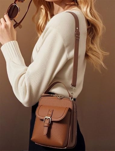 Retro PU Leather Shoulder Bag Women Phone Crossbody Purse Small Tote Handbag Mini Satchel with Zipper2