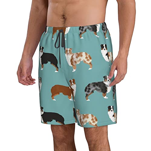 Men Comfort Cargo Short Fast Dry Adjustable Drawstring Summer Australian Shepherds Dogs Swim Trunks Large2
