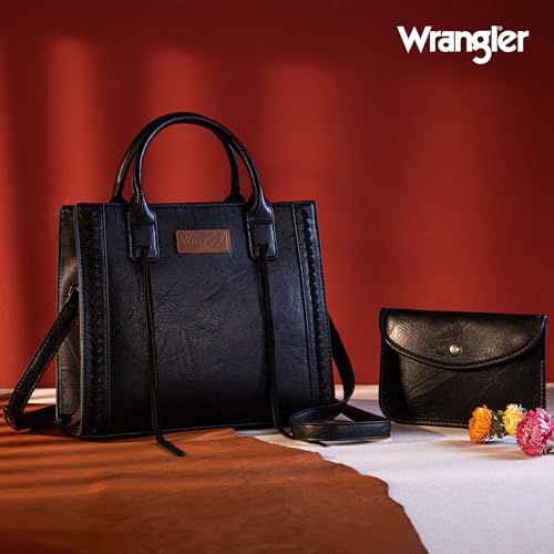Image of Wrangler Tote Bag for Women Western Cowhide Purse and Wallet Set