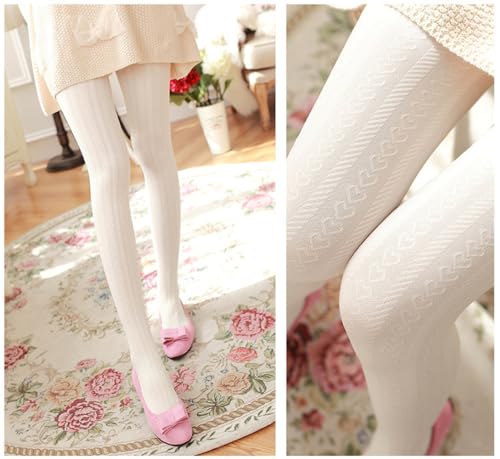 Image of Mrotrida Women's Heart Pattern Tights Elastic Jacquard Love Heart Pantyhose Stockings