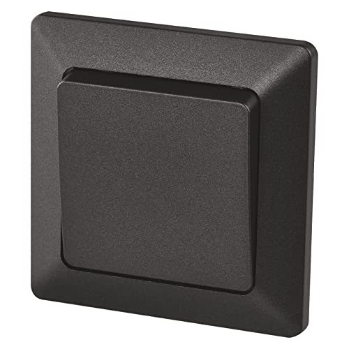 EMOS Wechselschalter schwarz/anthrazit, Lichtschalter mit einer Wippe, 250 V~/10 AX, Kunststoff, ohne Unterputzdose, Schutzklasse IP20 für Innen EMOS Wechselschalter schwarz/anthrazit, Lichtschalter mit einer Wippe, 250 V~/10 AX, Kunststoff, ohne Unterputzdose, Schutzklasse IP20 für Innen