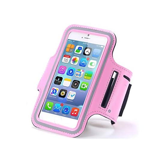 axelens Universellt sportarmband för smarttelefoner upp till 6,5 tum – iPhone 6/7/8 Plus/11 Pro MAX/iPhone X/XS/SE, Samsung Galaxy S6/7/8/9/10 A5/Note 9 – mjukt rosa