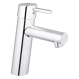 GROHE Concetto Badarmatur – Waschtischarmatur (M-Size, glatter Körper, mit Temperaturbegrenzer) 23451001, Silber