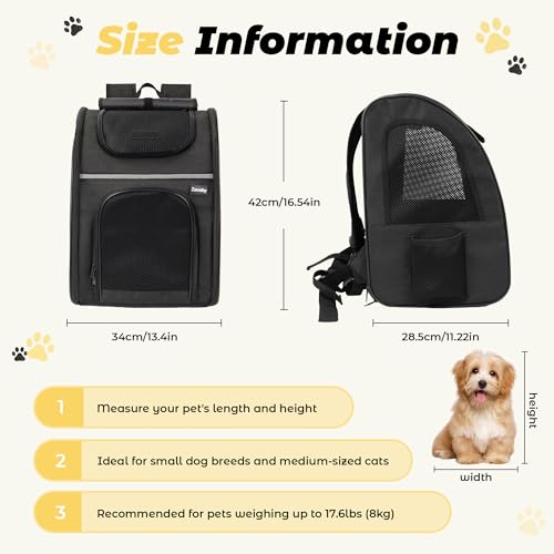 Sac à dos transport pour chat pliable noir résistant charge 8 kg max - 3