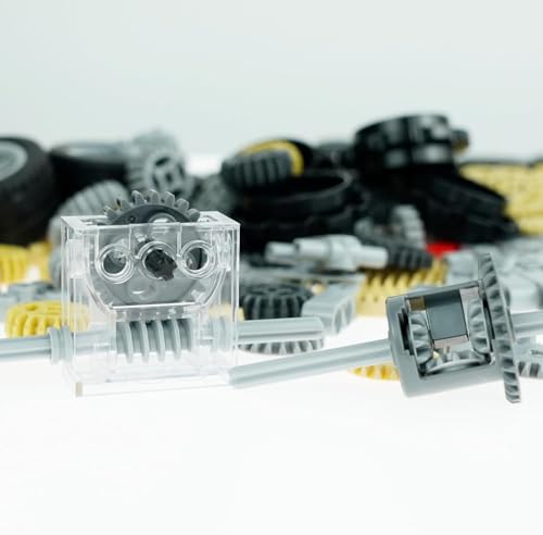 Image of Technical Gears Axles Parts Pieces - Gearbox Bulding Block Classic Bulk Compatible with Cars Bricks Motor Gears Wheels Chain Tires, Ball Universal Joints Shock Absorber Connector Gears Parts Toys