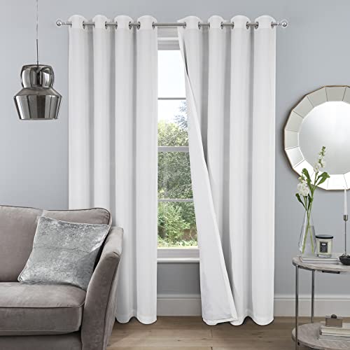 always4u Juego de 2 cortinas de terciopelo suave color blanco, 100 % opacas, térmicas, ahorro de energía, cortinas de terciopelo para sala de estar, dormitorio, cortinas de ventana pequeña, 132 x 160