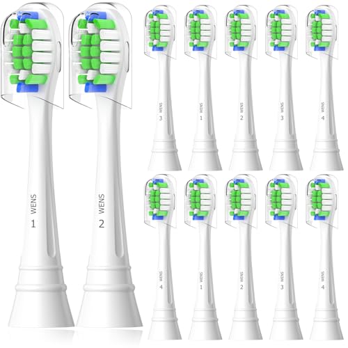 WENS Sensitive Ersatzbürsten Kompatibel mit Philips Sonicare Elektrische Zahnbürste, Aufsätze Passend für täglich präzise Zahnreinigung, 12er(Weiß)
