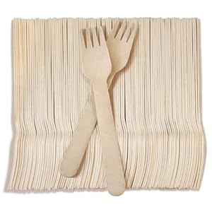 6.25inch Disposable Wooden Forks,100 Pcs Compostable Eco-Friendly Fork,Perfect For Parties Birthdays and Picnics