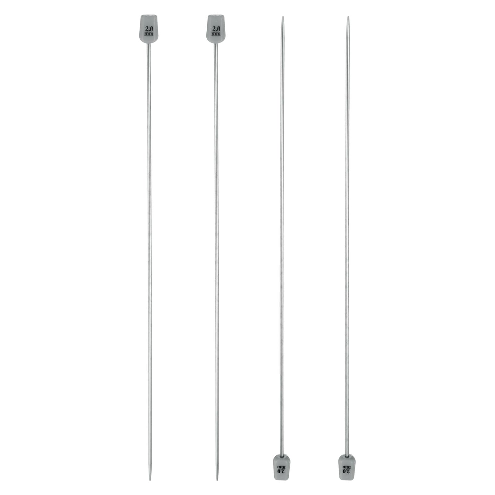 sourcing map 4Pcs 2mm(B) Single Pointed Knitting Needles Stainless Steel 9.84 Inches Length Metal Weaving Tool for Handmade Projects DIY Knitting