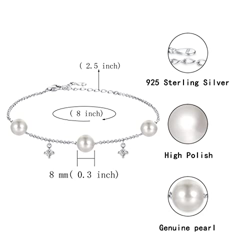 Sterling Silver Pearl Anklet For Women: Bead Layered Chain Ankle Bracelet Summer Holiday Foot Jewelry Gifts For Girls Teens #TOP4