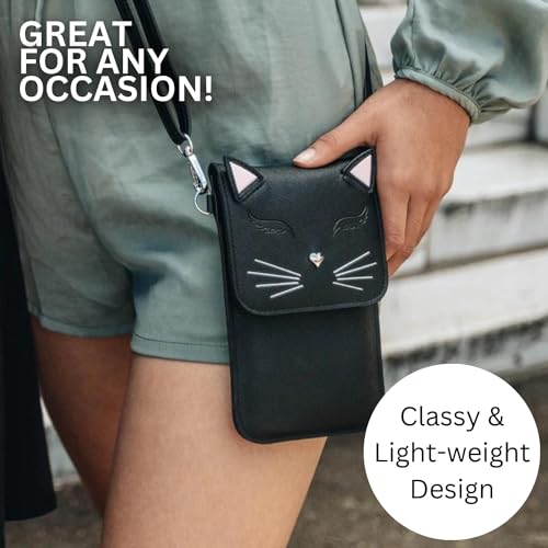 Cell Phone Purse - Touch Screen Women’s Crossbody Handbags (Just For Fun) - Cell Phone Purse & Crossbody Phone Case (Black Cat)4