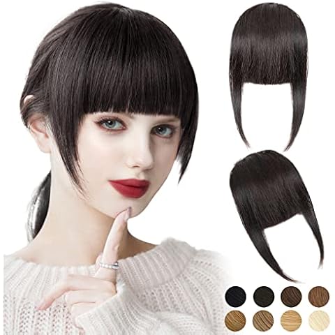 ISHEENY Clip In Bangs Real Human Hair 6inch Natural Black Hair Bangs Clip In Human Hair - Instantly Transform Your Look Cover