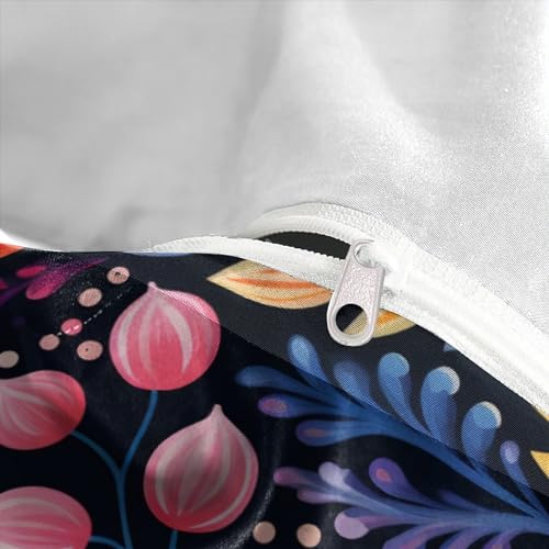 Housse de couette impression 3D fleurs parure de lit microfibre 260x220cm ado - 8